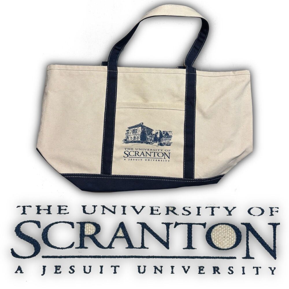 University of Scranton cream and navy collegiate tote